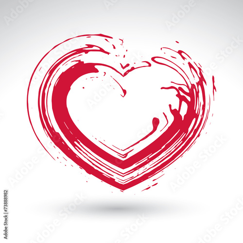 Hand drawn red love heart i...
