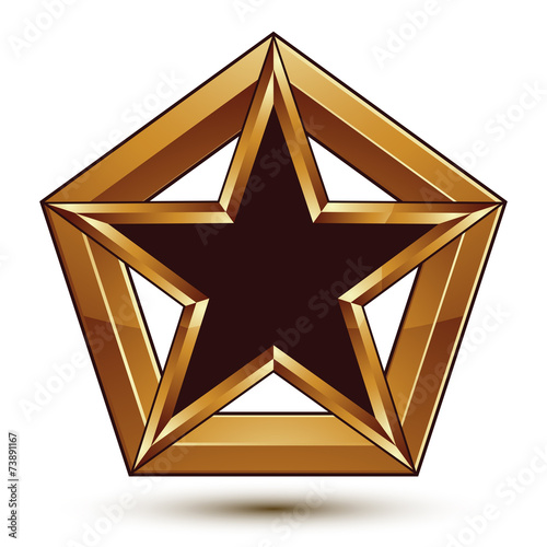 Branded golden geometric symbol, stylized star with black fillin photo