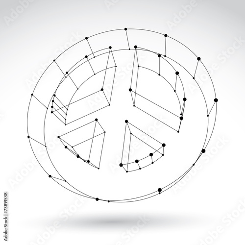 3d mesh monochrome web peace icon isolated on white background, © Sylverarts
