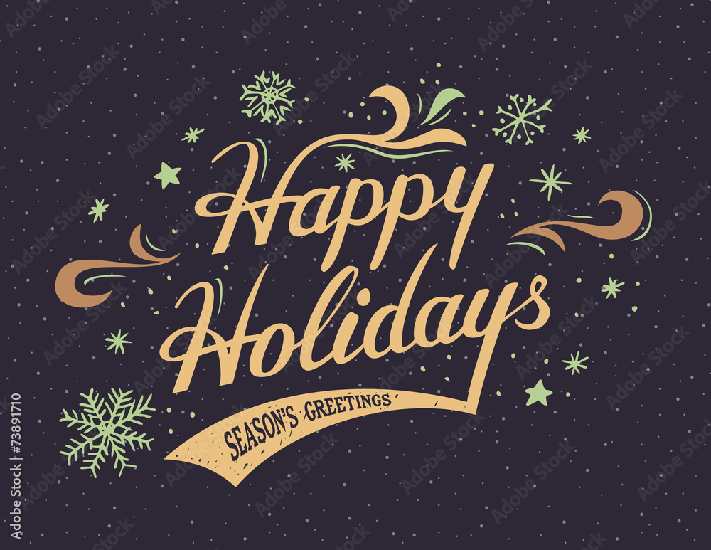 Happy Holidays hand-lettering card