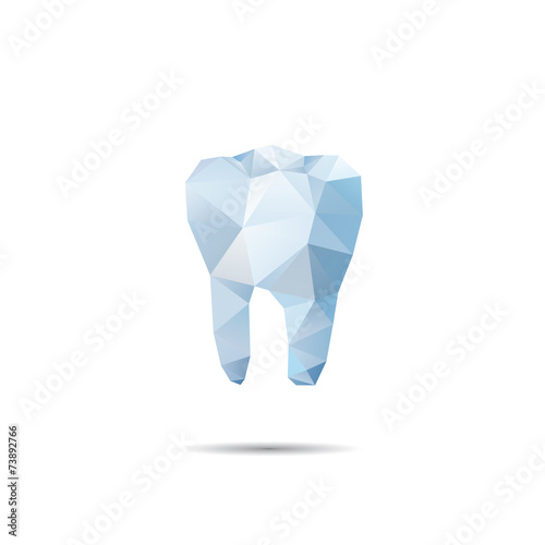 Polygonal blue vector tooth. Abstract illustration