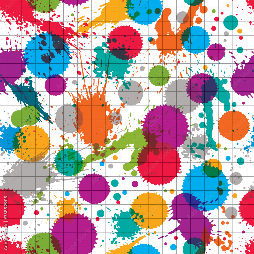 Obraz premium Vector ink splash seamless pattern with rounded overlap transpar