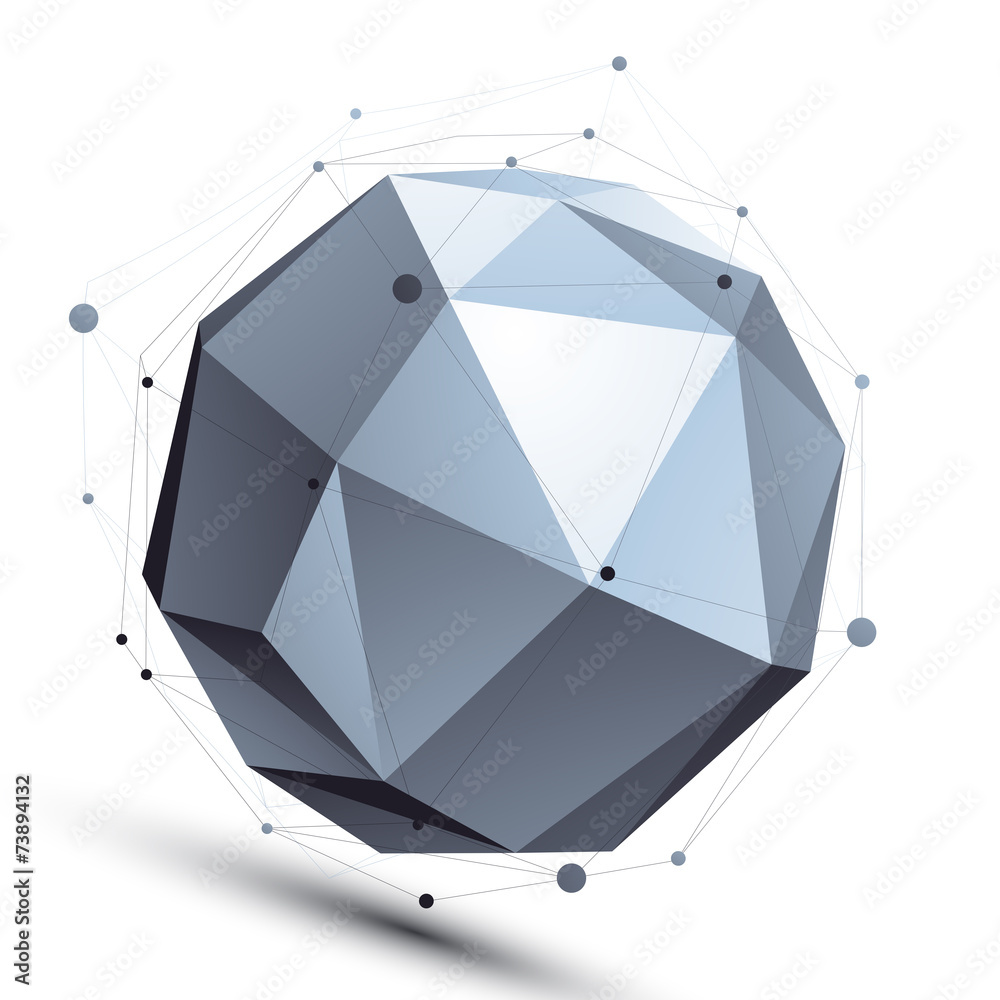 Spherical 3D abstract object with connected lines and dots isola Spherical 3D abstract object with connected lines and dots isola