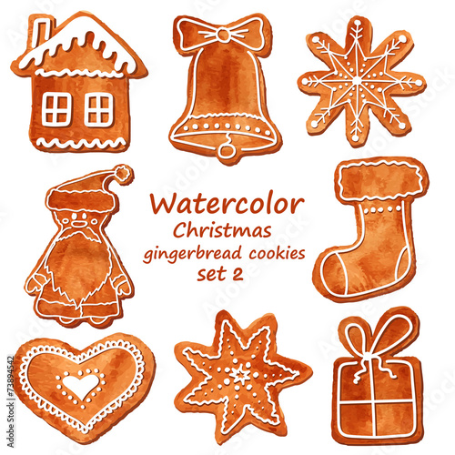 Watercolor Christmas gingerbread cookies
