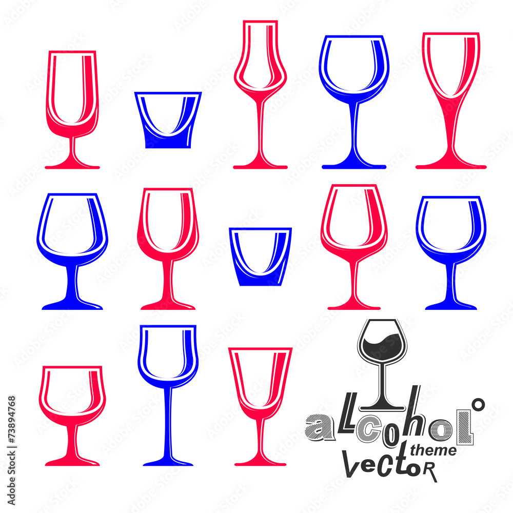 Classic vector goblets collection – martini, wineglass, cognac