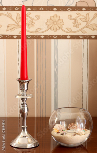 silver plated candlestick. photo