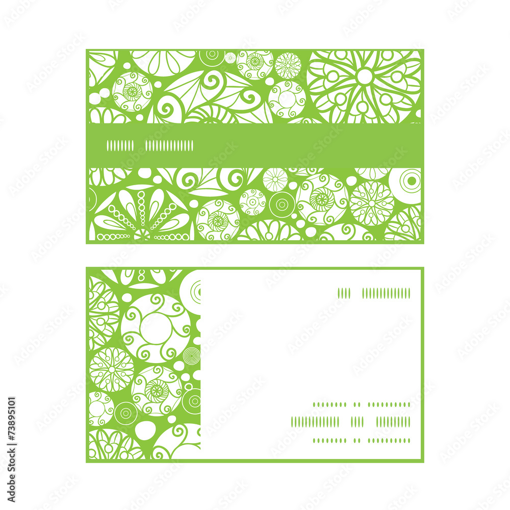 Vector abstract green and white circles horizontal stripe frame