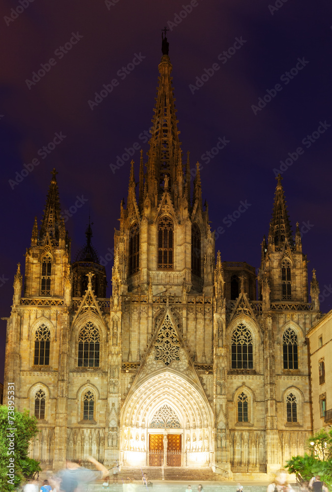 evening view of Barcelona Cathedral