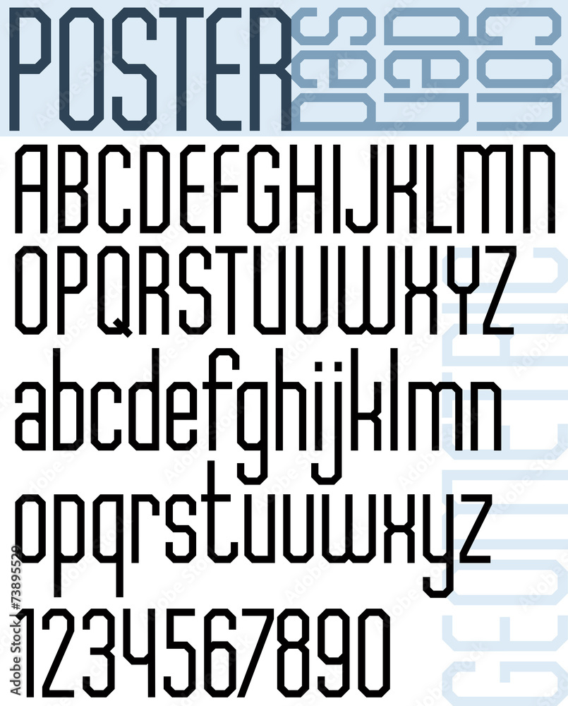 Obraz premium Poster geometric font and numbers, black condensed letters.