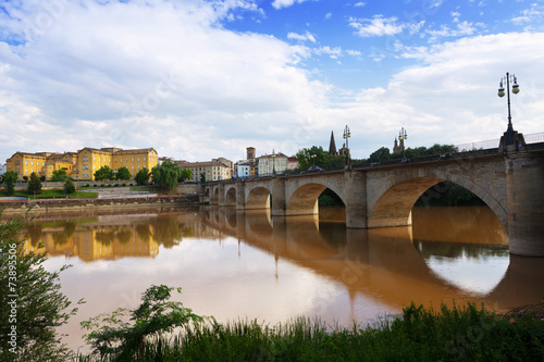 ancient bridge over Ebro river. Logrono