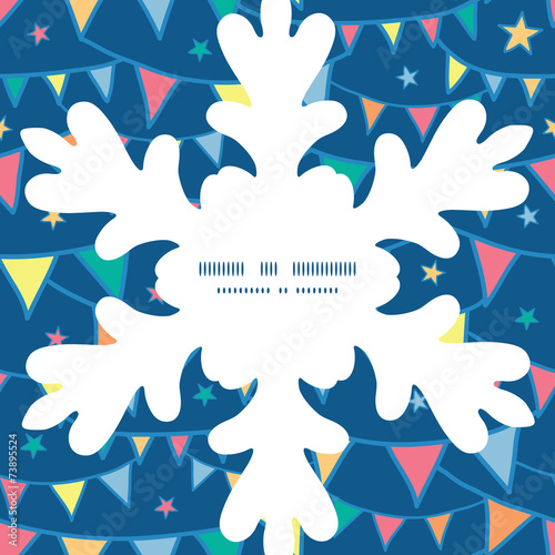Vector colorful doodle bunting flags Christmas snowflake