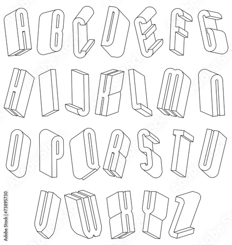 Black and white 3d font made with thin lines.