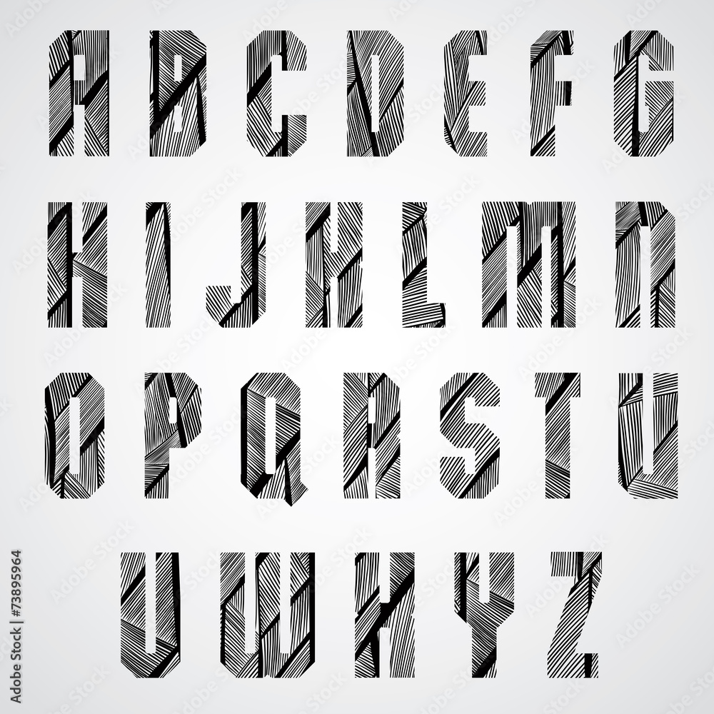 Geometric shape bold poster letters condensed font with hand dra Geometric shape bold poster letters condensed font with hand dra