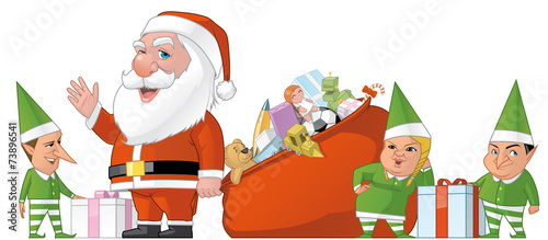 Obraz na plátně Santa and elfs group