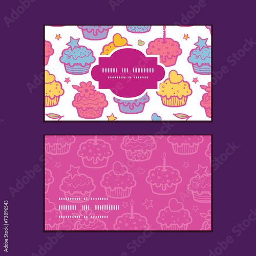 Vector colorful cupcake party horizontal frame pattern business