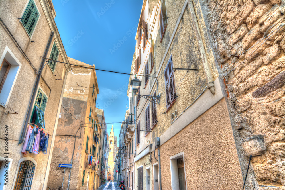 narrow street in Alghero, Italy