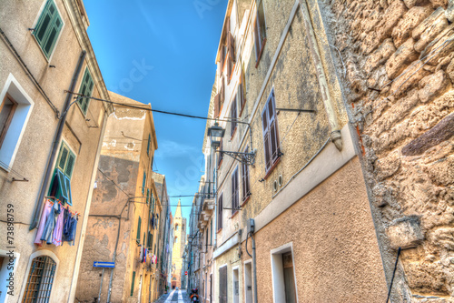 narrow street in Alghero, Italy