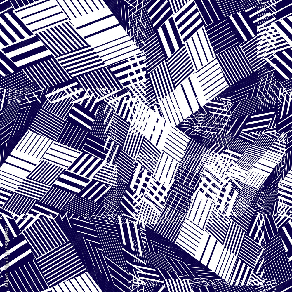 Dark geometric tiles seamless pattern, vector mosaic squared dec Dark geometric tiles seamless pattern, vector mosaic squared dec