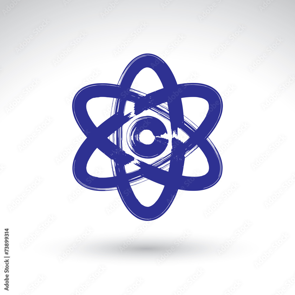Hand-painted simple vector molecule model icon isolated on white Hand-painted simple vector molecule model icon isolated on white