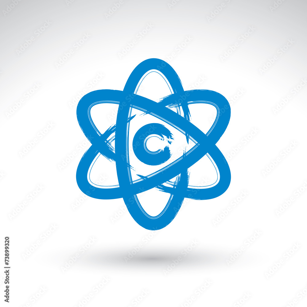 Hand-painted simple vector molecule model icon isolated on white Hand-painted simple vector molecule model icon isolated on white