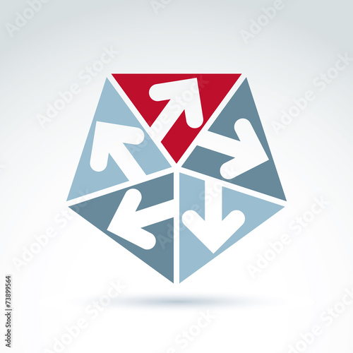 Vector abstract icon with five arrow, abstract symbol, design el