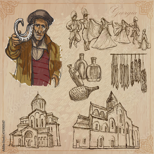 Travel: Georgia - An hand drawn vector pack