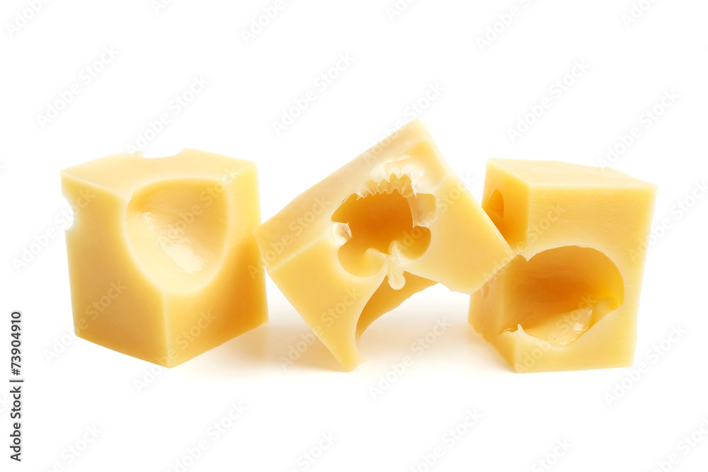Pieces of cheese isolated on a white background Pieces of cheese isolated on a white background