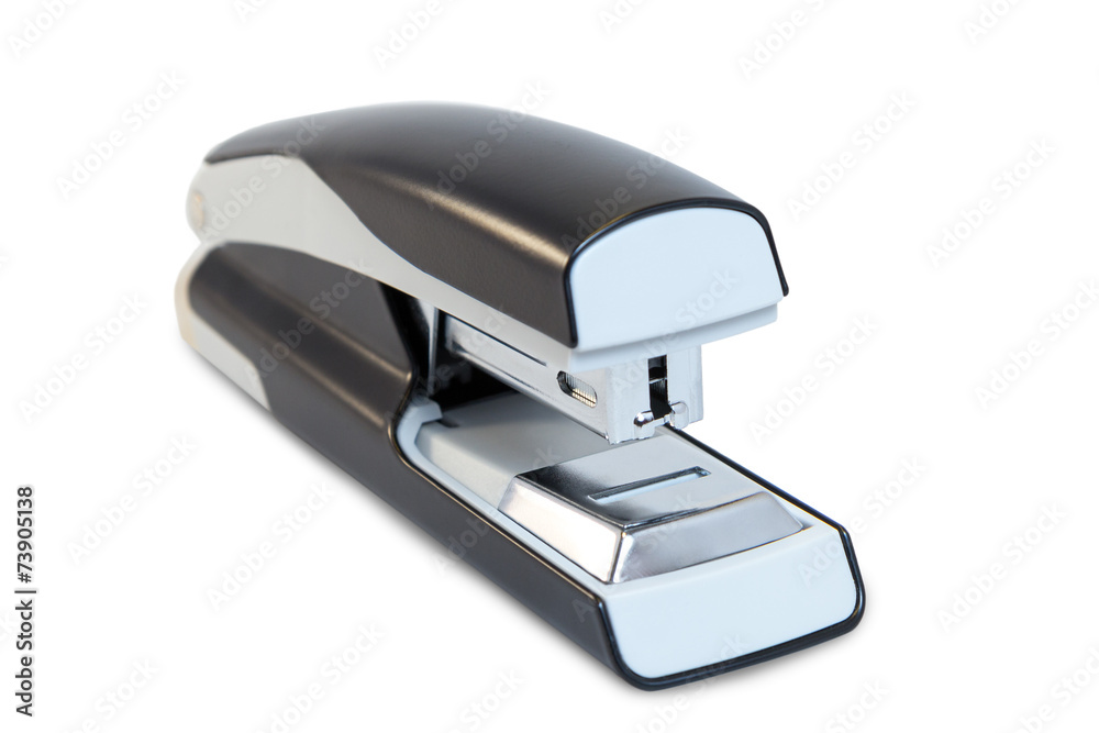 Closeup of a grey office stapler, isolated on white background Closeup of a grey office stapler, isolated on white background