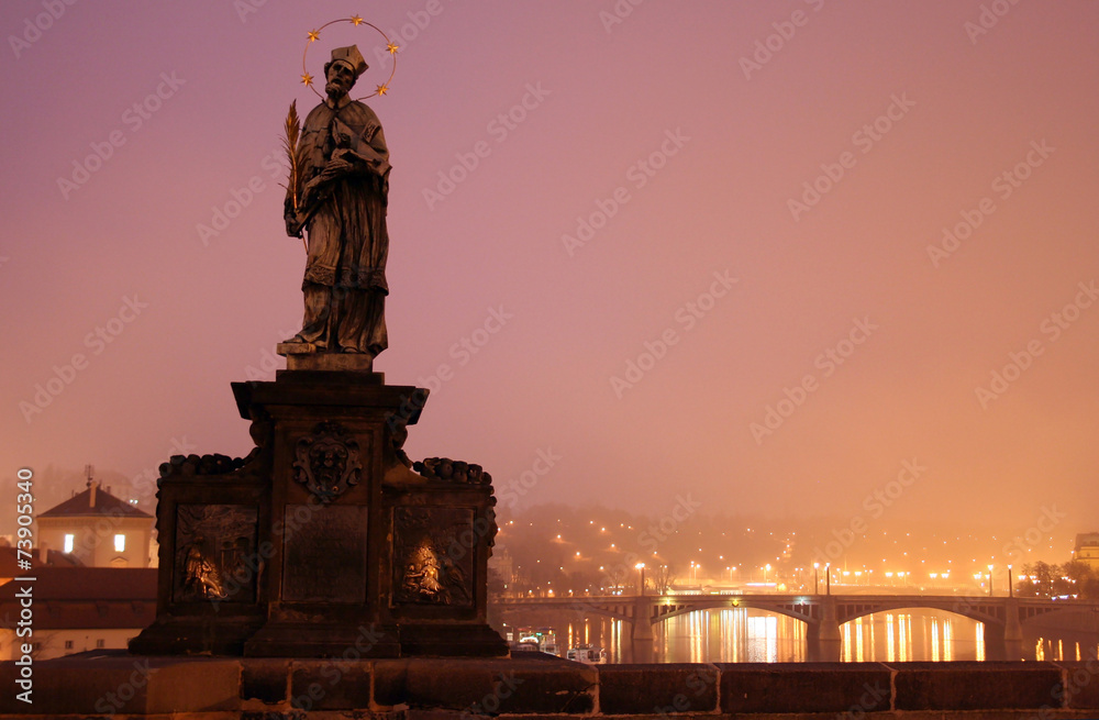 Sculpture of the sacred  John Nepomucene on Karlovy Bridge