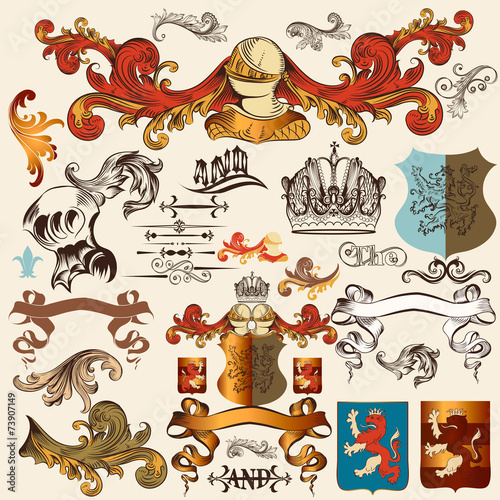 Collection of vector heraldic elements for design