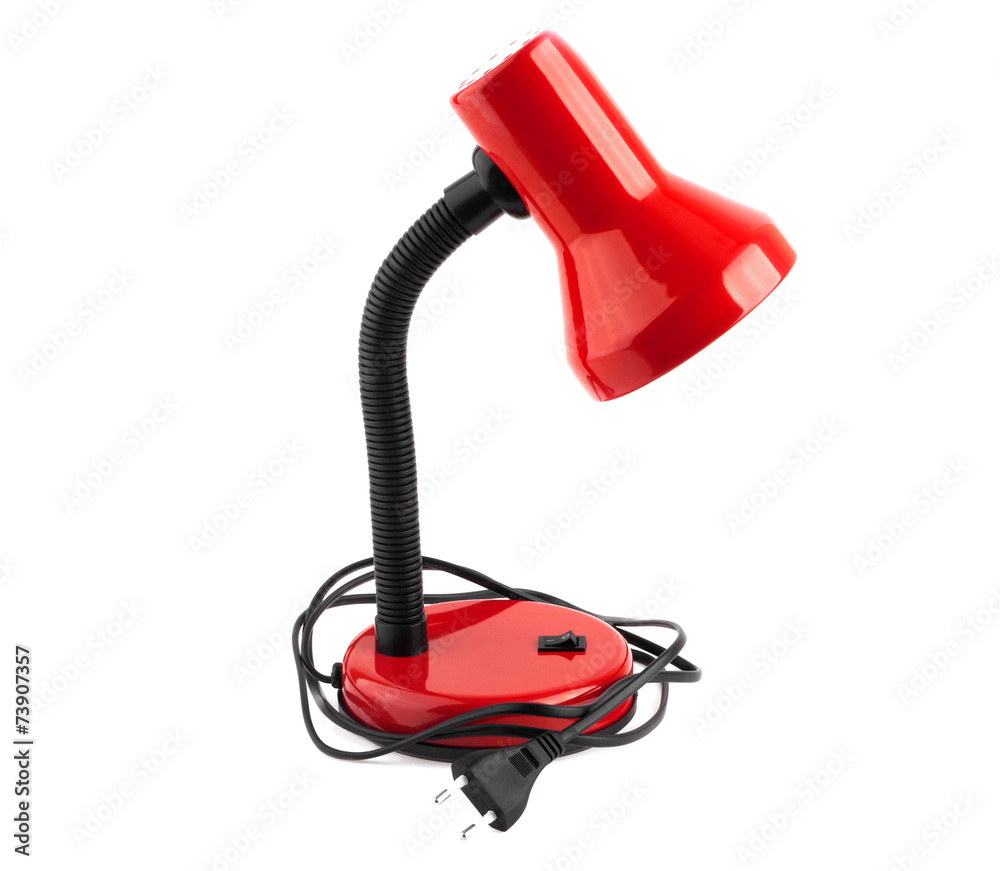 Red table-lamp on a white background