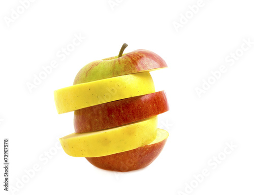 Sliced apple isolated on white background