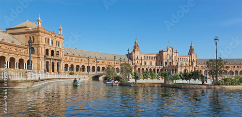 Seville - The Plaza de Espana square and canal