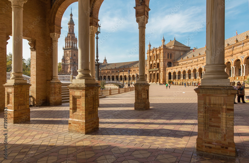 Seville - The porticoes of Plaza de Espana square