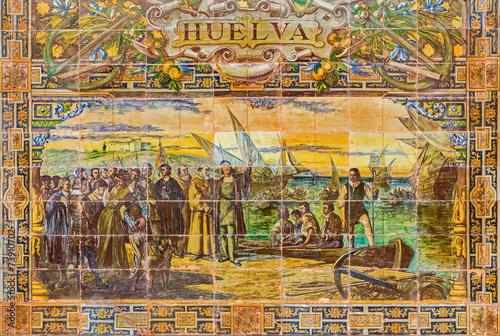 Seville - The Huelva - tiled provinces on Plaza de Espana