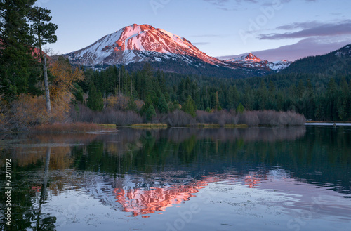 Lassen Peak National Volcanic Park Manzanita Lake Sunset photo