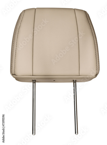 Leather headrest. Isolated on white background. photo