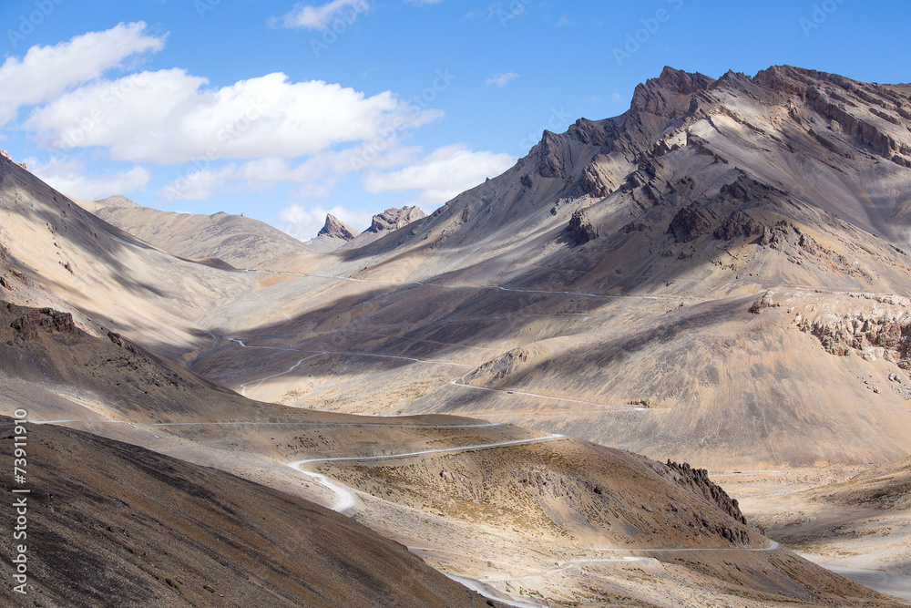 Himalayan landscape in Himalayas along Manali-Leh highway, India