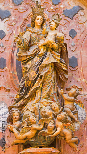 Seville - The baroque statue in church Iglesia del Sagrario.
