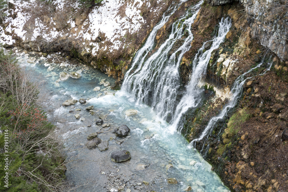 白ひげの滝と美瑛川 白ひげの滝と美瑛川