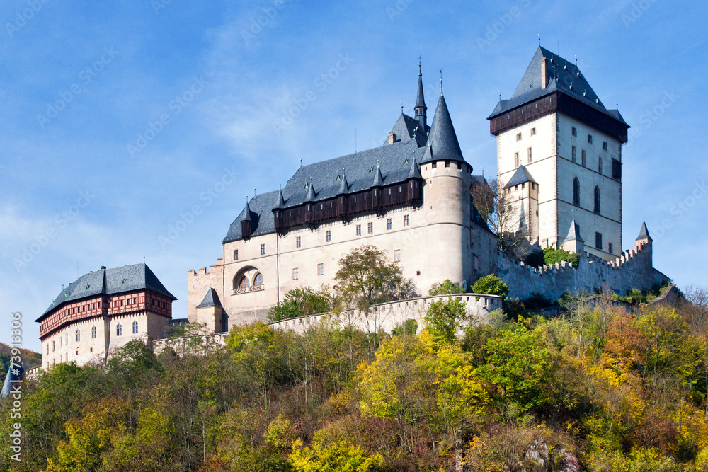 medieval royal gothic castle Karlstejn near Prague, Central Bohe