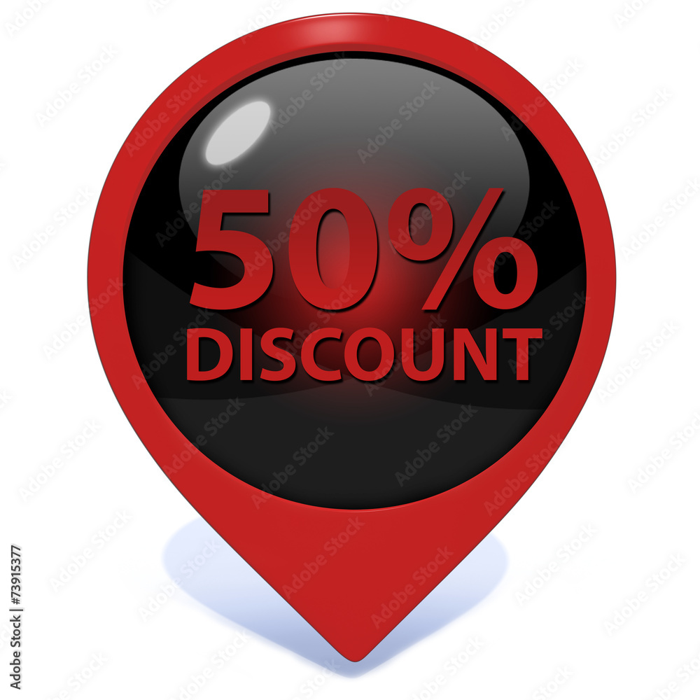 Discount 50 pointer icon on white background Discount 50 pointer icon on white background