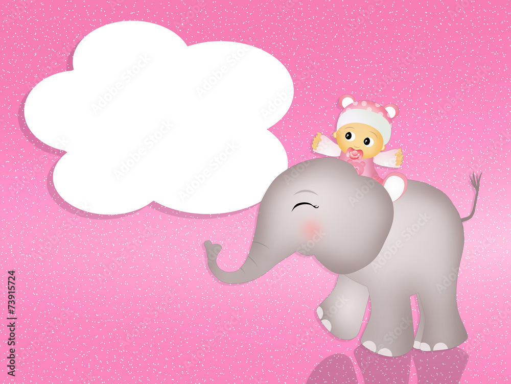 elephant with baby girl