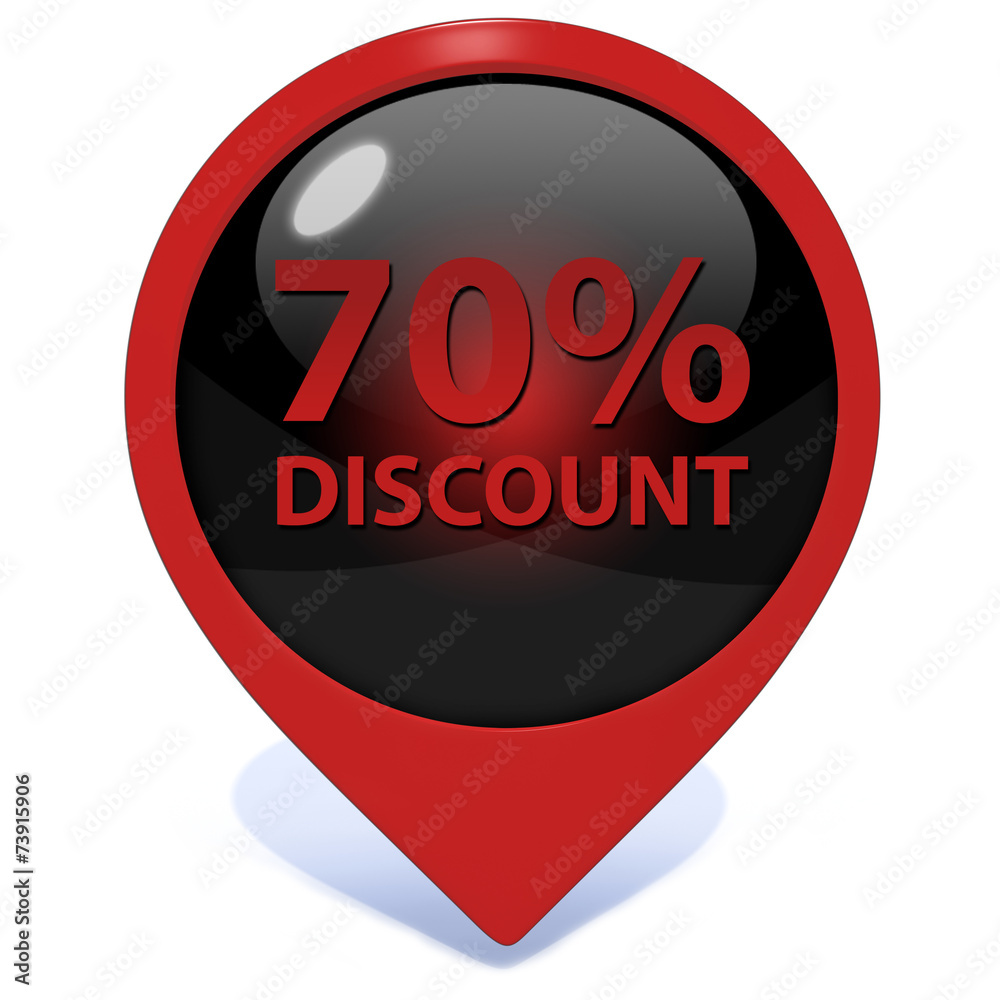Discount seventy percent pointer icon on white background