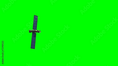 satellite in fly - green screen
