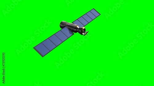 satellite in fly - green screen - close up