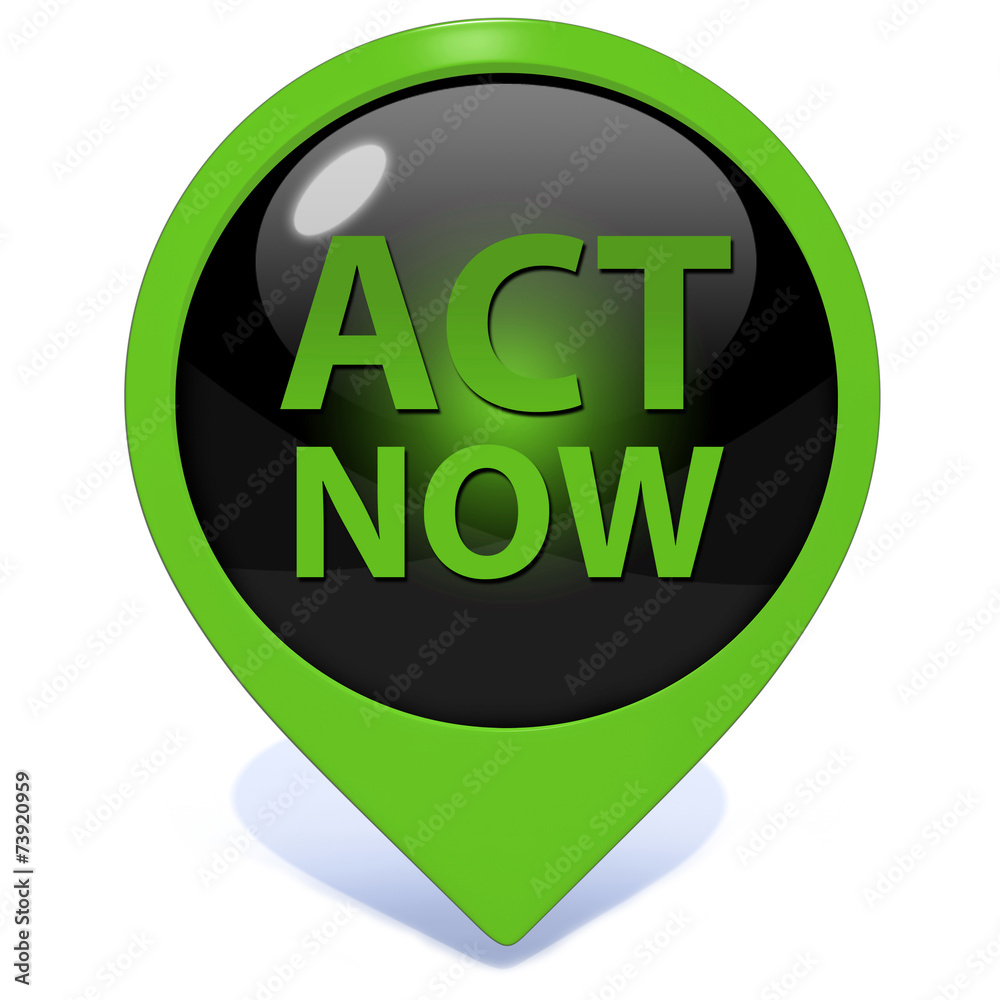 Act now pointer icon on white background Act now pointer icon on white background