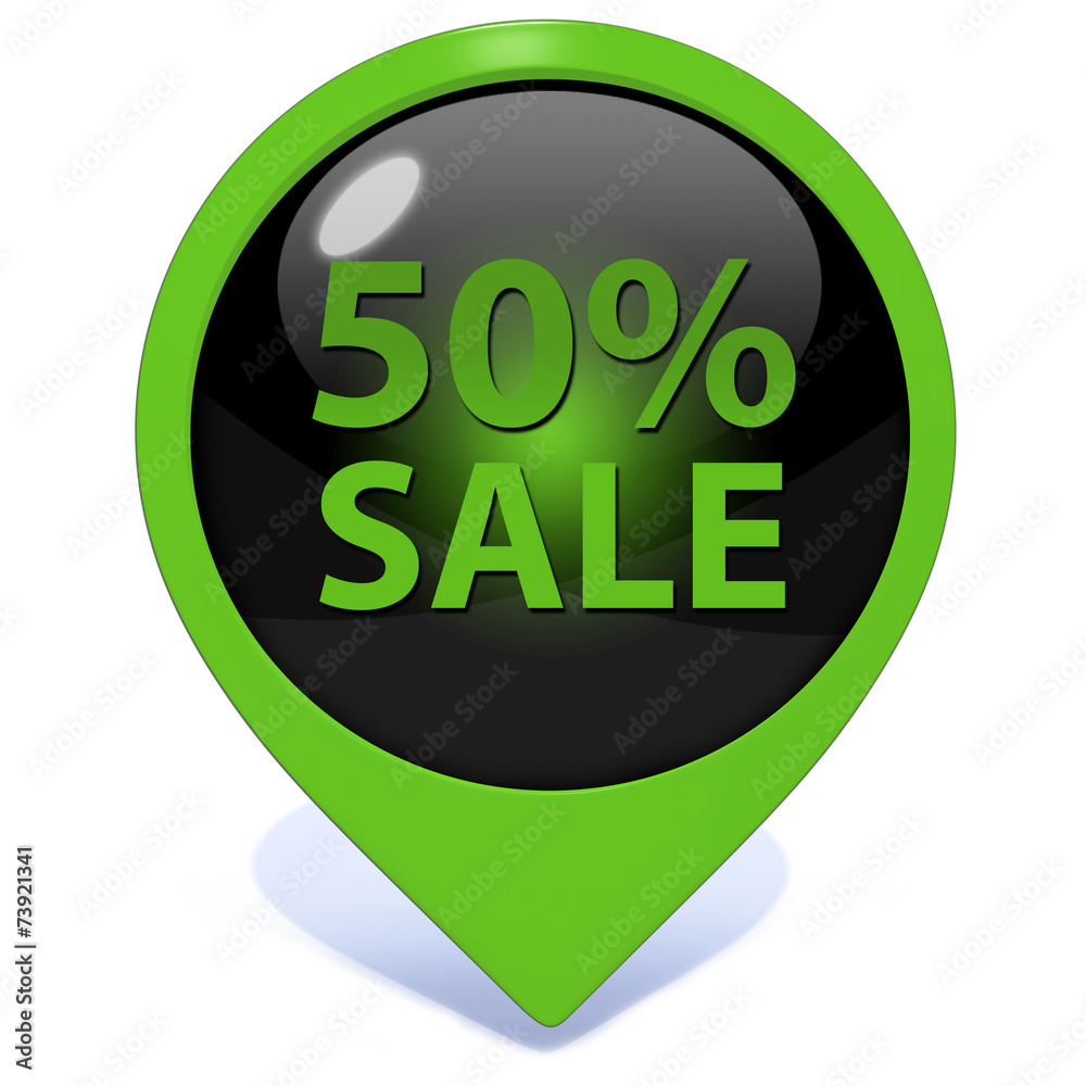 Sale fifty percent pointer icon on white background Sale fifty percent pointer icon on white background