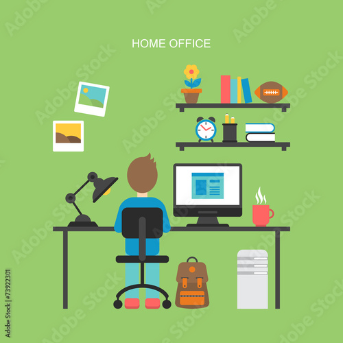 Flat icons design for modern home office concept