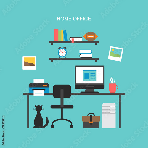 Flat icons design for modern home office concept